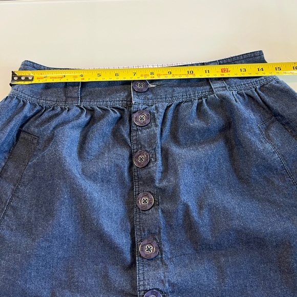 Fox Women's Blue Denim mini Skirt juniors size 5 button up front pockets - Picture 6 of 7